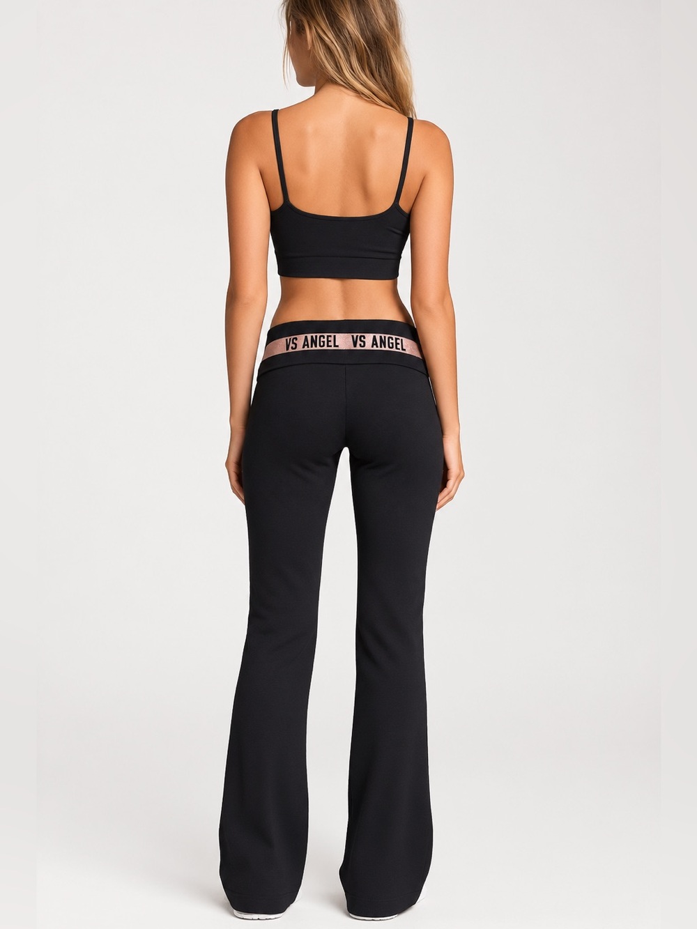 Angel Black Flare Lounge Pants with Branded Waistband